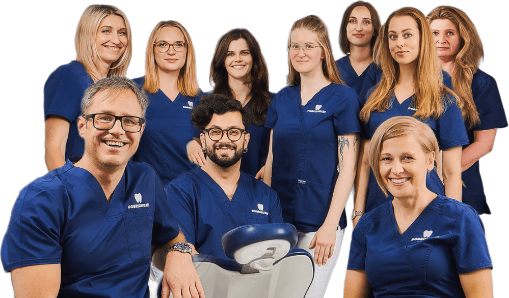 Tým zubních lékařů a dentální hygienistky v ordinaci v Praze 10 Hostivar